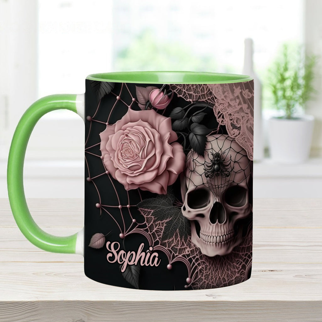 Roses And Skull - Personalized Skull Accent Mug