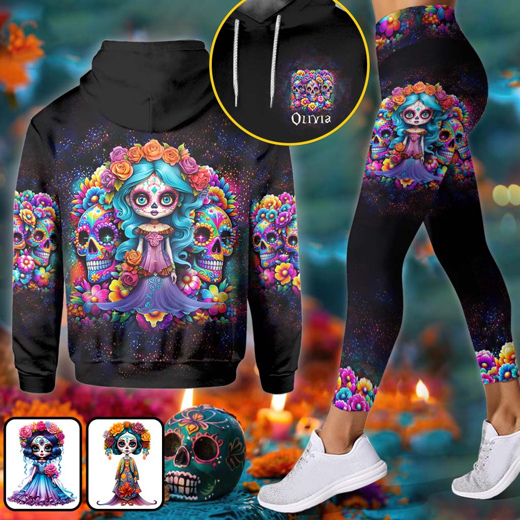 Cute Dolls La Catrina - Personalized Skull Hoodie and Leggings