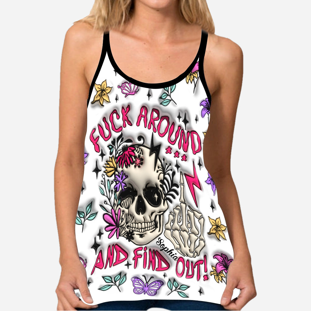 Fuck Around And Find Out - Personalized Skull Cross Tank Top