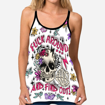 Fuck Around And Find Out - Personalized Skull Cross Tank Top