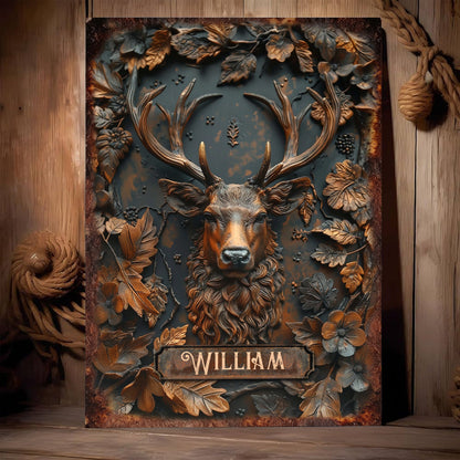 Stunning Deer - Personalized Hunting Rectangle Metal Sign