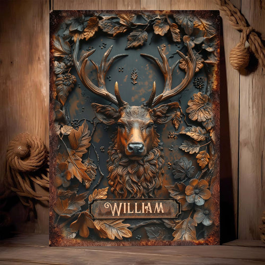 Stunning Deer - Personalized Hunting Rectangle Metal Sign