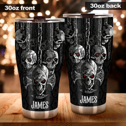 Smoky Black Skeletion - Personalized Skull Tumbler