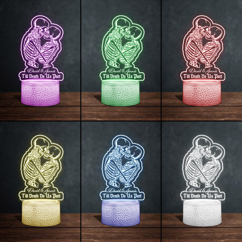 Till Death Do Us Part Custom Couple Skeleton - Personalized Skull Shaped Plaque Light Base