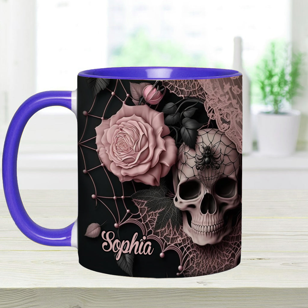Roses And Skull - Personalized Skull Accent Mug