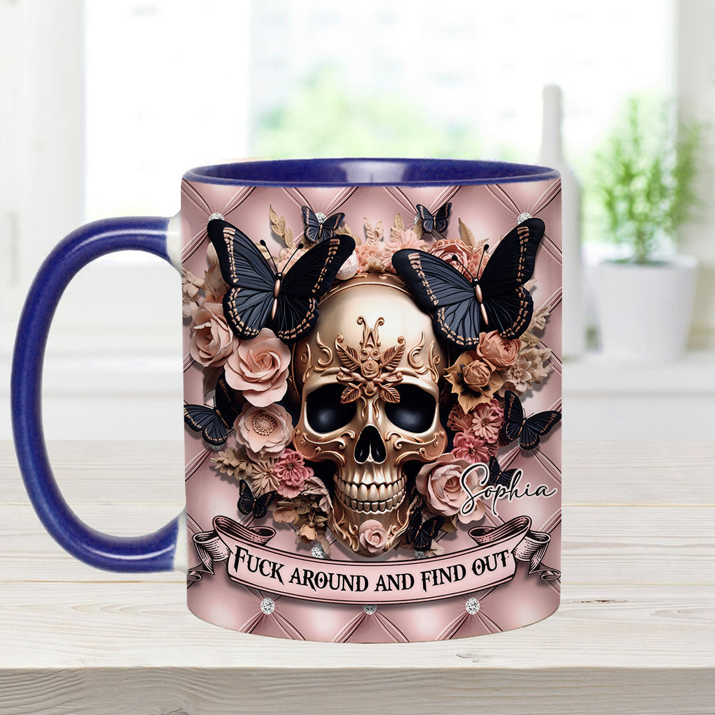 Beautiful Pink Skull - Personalized Skull Accent Mug
