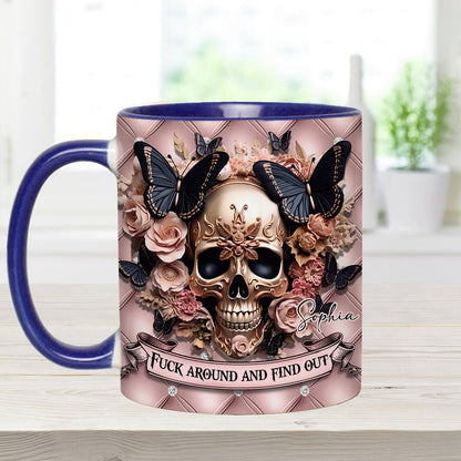 Beautiful Pink Skull - Personalized Skull Accent Mug