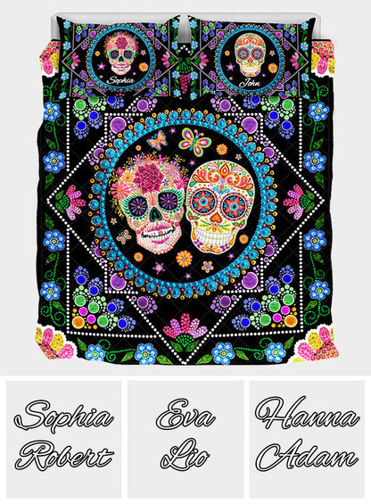 Skull Couple - Personalized Skull Quilt Set
