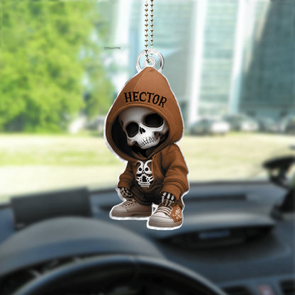 Stylish Skeleton - Personalized Skull Custom Shaped Car Ornament