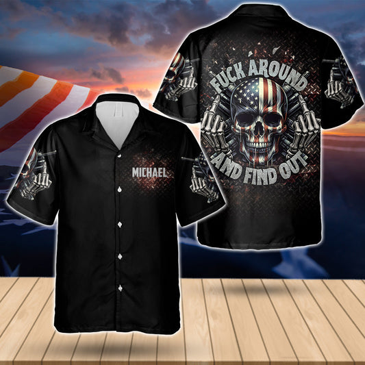 F*cking Aroud - Personalized Skull Hawaiian Shirt