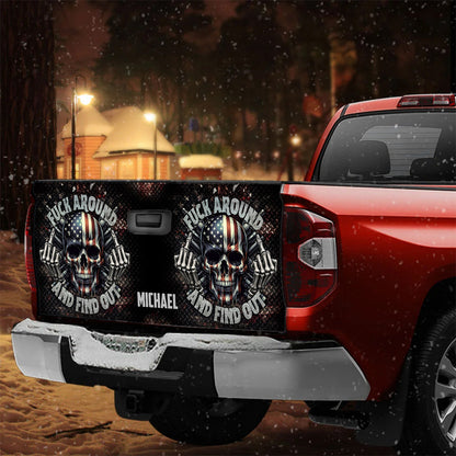 American Flag Skeleton - Personalized Skull Truck Tailgate Decal