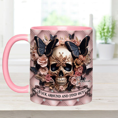 Beautiful Pink Skull - Personalized Skull Accent Mug