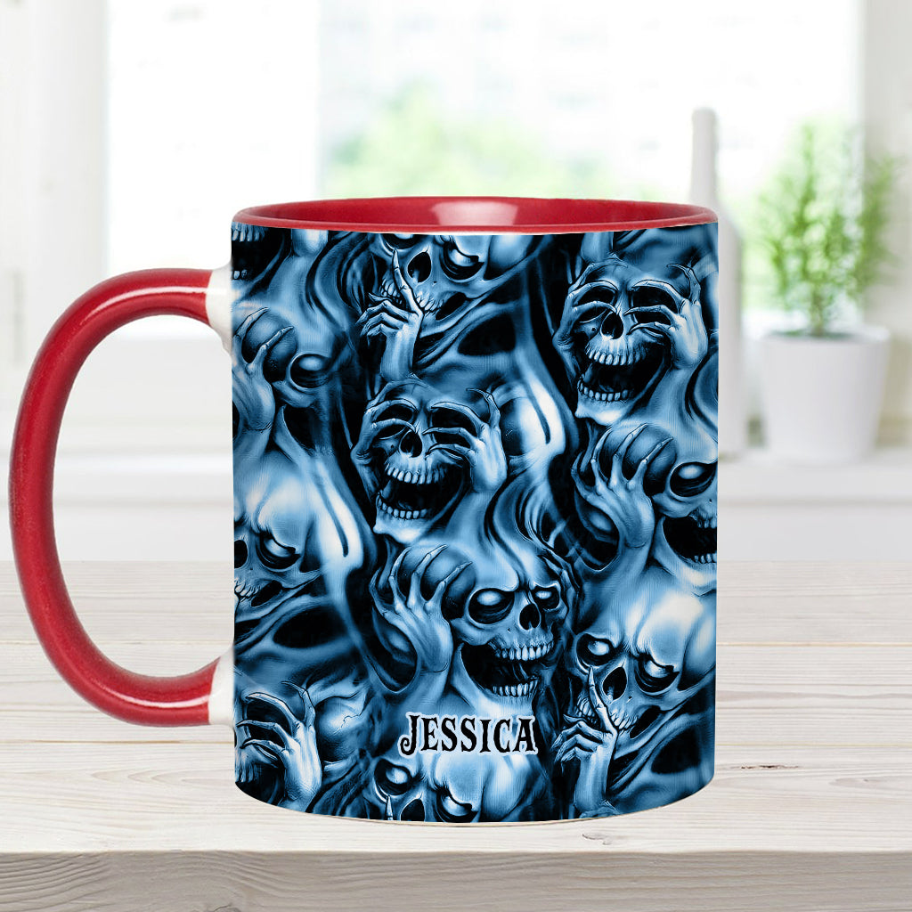 Hear No Evil Speak No Evil See No Evil - Personalized Skull Accent Mug