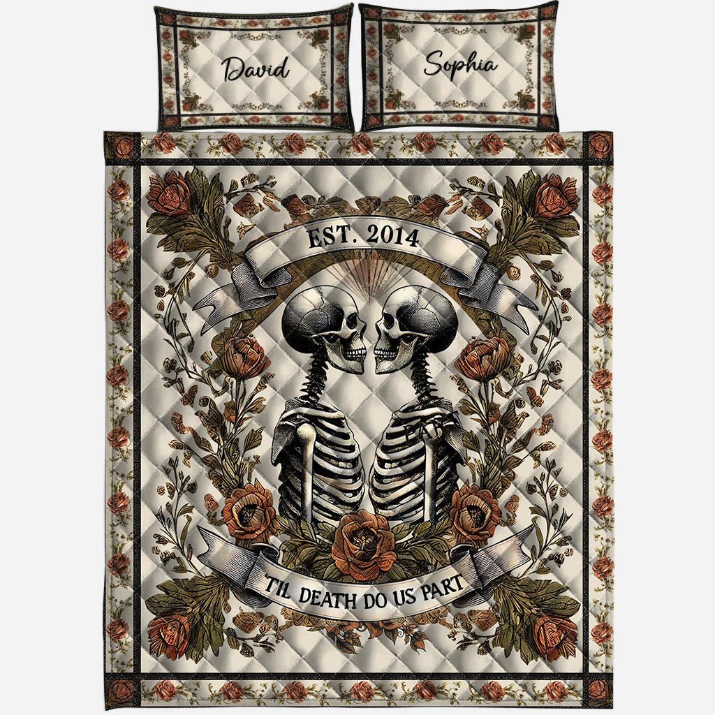 Til Death Do Us Part - Personalized Skull Quilt Set