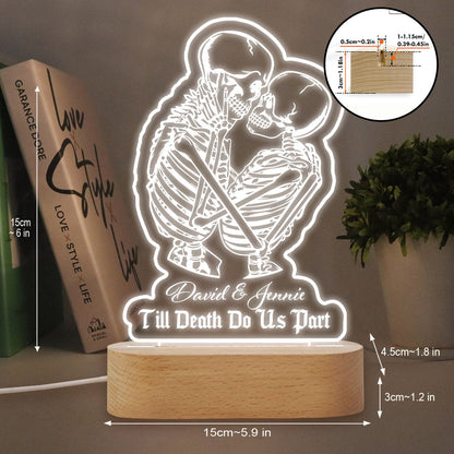 Till Death Do Us Part Custom Couple Skeleton - Personalized Skull Shaped Plaque Light Base
