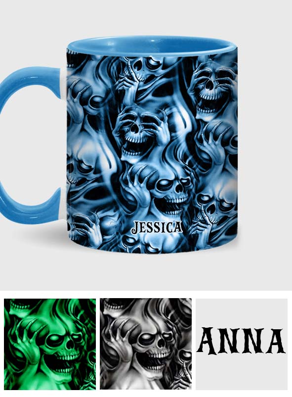 Hear No Evil Speak No Evil See No Evil - Personalized Skull Accent Mug