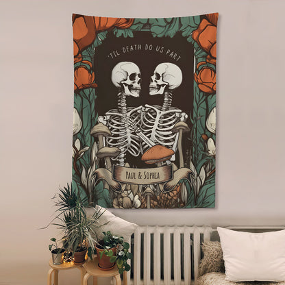 Till Death Do Us Part - Personalized Skull Wall Tapestry