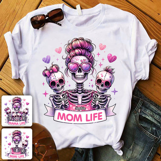 Mom Life - Personalized Skull T-shirt And Hoodie