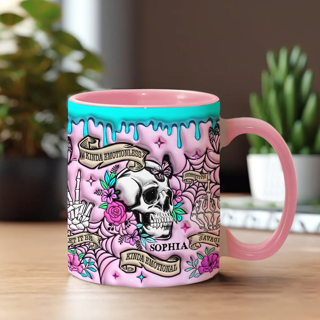 Kinda Emotional - Personalized Skull Accent Mug