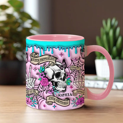 Kinda Emotional - Personalized Skull Accent Mug