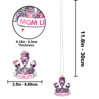 Mom Life - Personalized Skull Custom Shaped Car Ornament