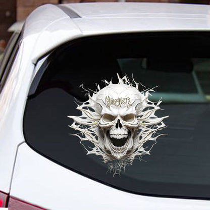 White Skull - Personalized Skull Decal Full