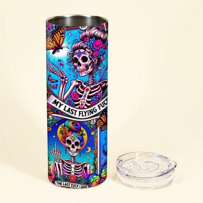 My Last Flying Fck - Personalized Skull Glow Skinny Tumbler