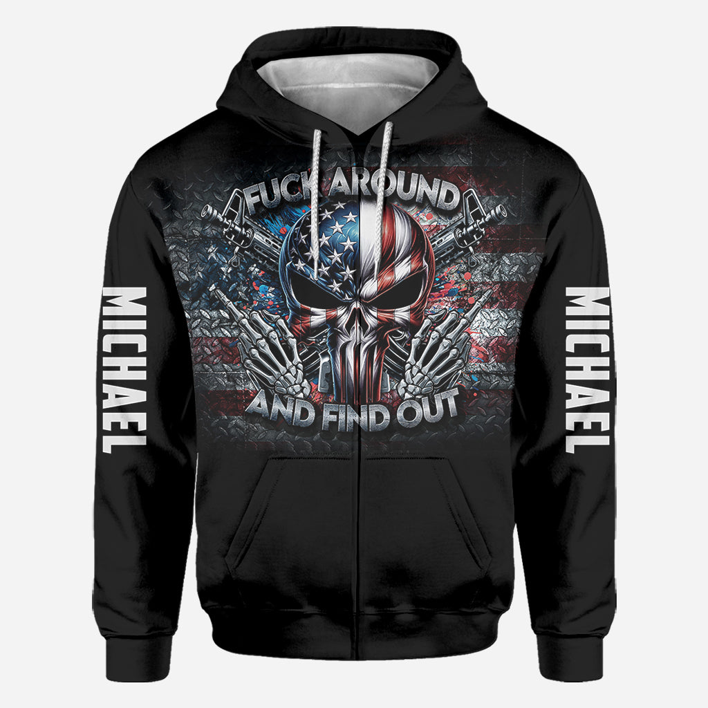 Protected by Fck Around and Find out Surveillance - Personalized Skull All Over Shirt