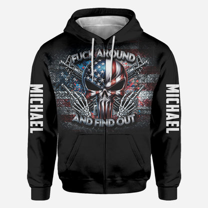 Protected by Fck Around and Find out Surveillance - Personalized Skull All Over Shirt