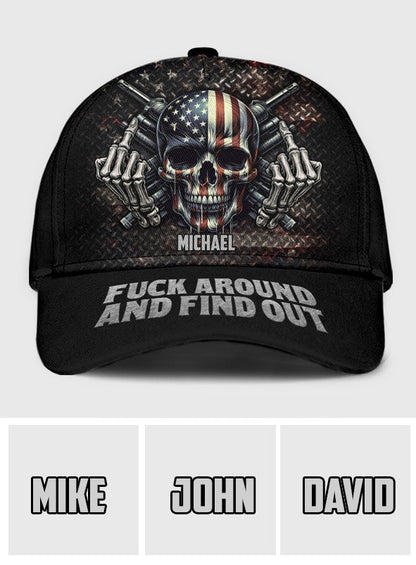 American Flag Skeleton - Personalized Skull Classic Cap