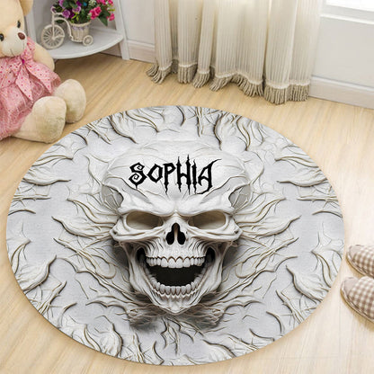 Beautiful White Skeleton - Personalized Skull Round Rug