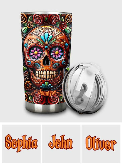 Roses And Skull - Personalized Skull Tumbler