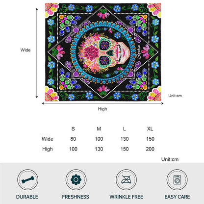Colorful Sugar Skull - Personalized Skull Blanket