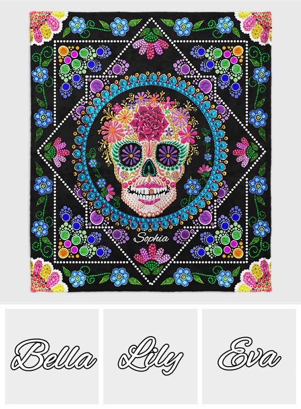 Colorful Sugar Skull - Personalized Skull Blanket