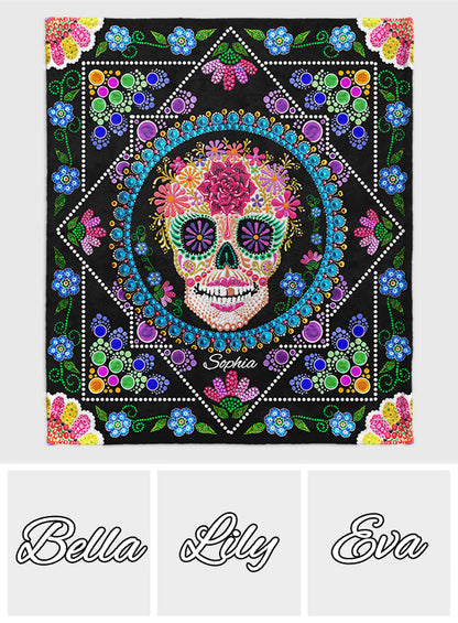 Colorful Sugar Skull - Personalized Skull Blanket
