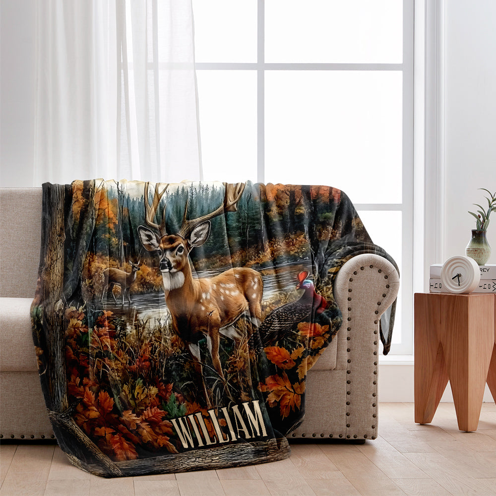 Vintage Hunting Forest - Personalized Hunting Blanket