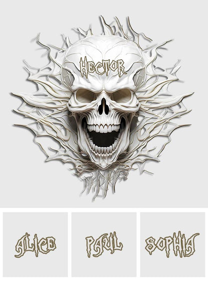 White Skull - Personalized Skull Decal Full