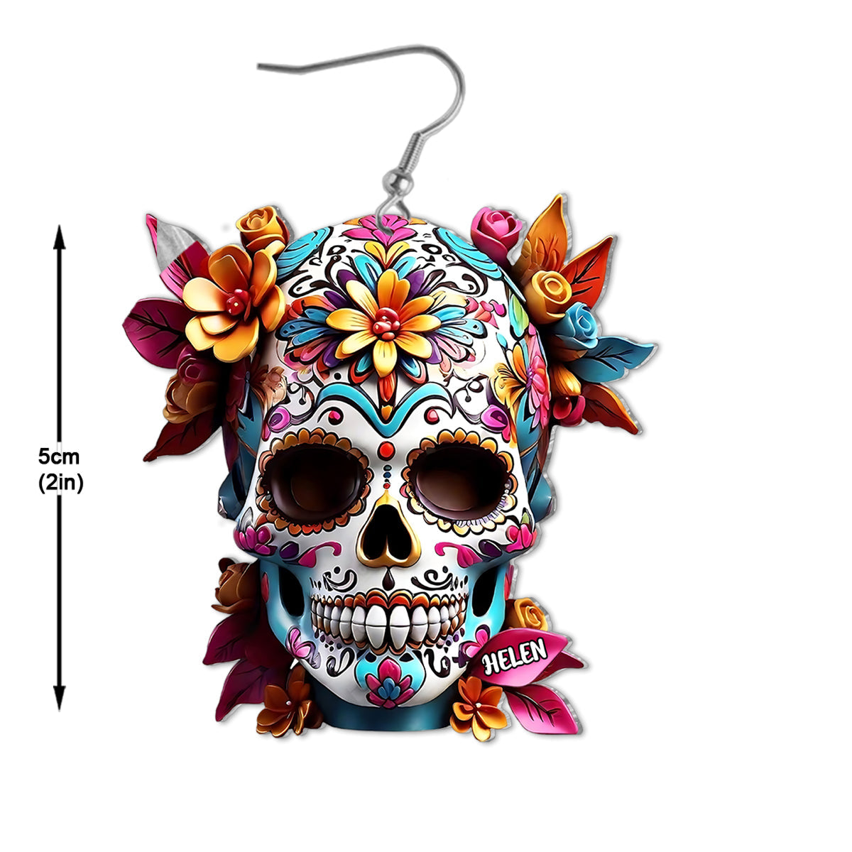 Floral Skull - Personalized Skull Earrings
