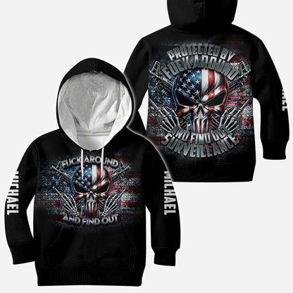 Protected by Fck Around and Find out Surveillance - Personalized Skull All Over Shirt