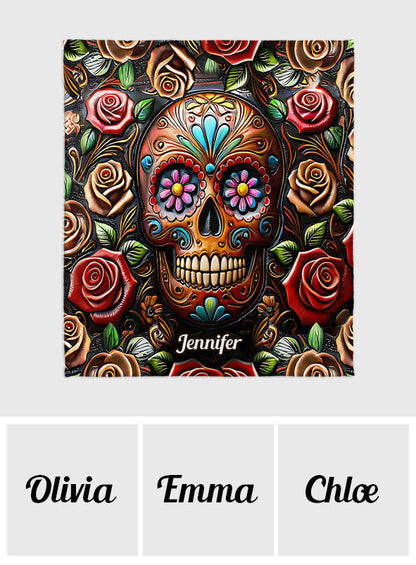Roses And Skull - Personalized  Skull Blanket