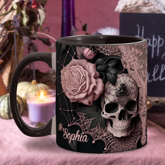 Roses And Skull - Personalized Skull Accent Mug