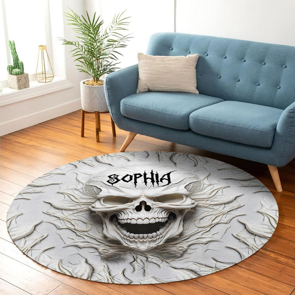 Beautiful White Skeleton - Personalized Skull Round Rug
