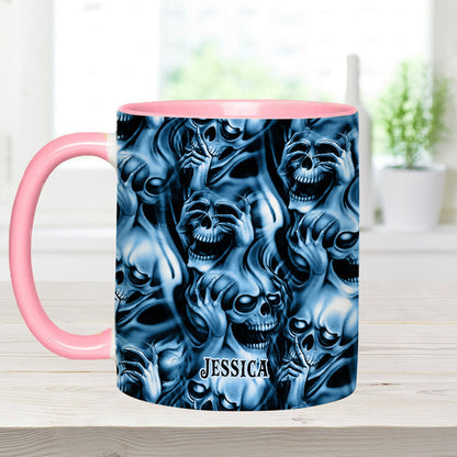 Hear No Evil Speak No Evil See No Evil - Personalized Skull Accent Mug