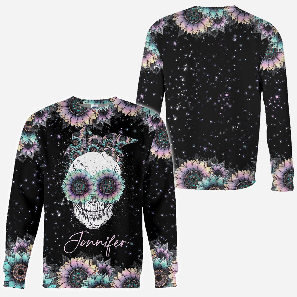 Zero F Given Pink Blue Sunflower - Personalized Skull All Over Shirt