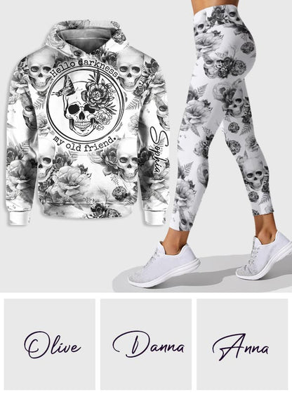 Pink Roses Skull - Personalized Skull Hoodie and Leggings
