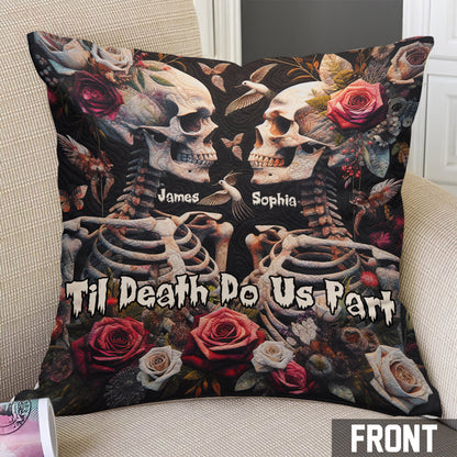 Til Death Do Us Part - Personalized Skull Throw Pillow