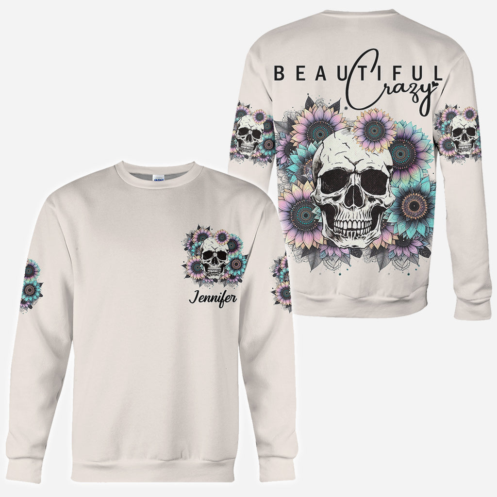 Beautiful Crazy - Personalized Skull All Over Shirt