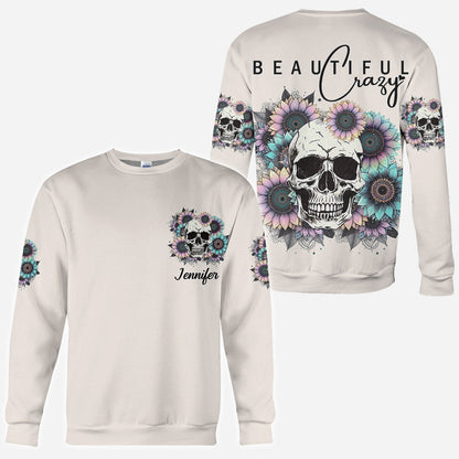 Beautiful Crazy - Personalized Skull All Over Shirt