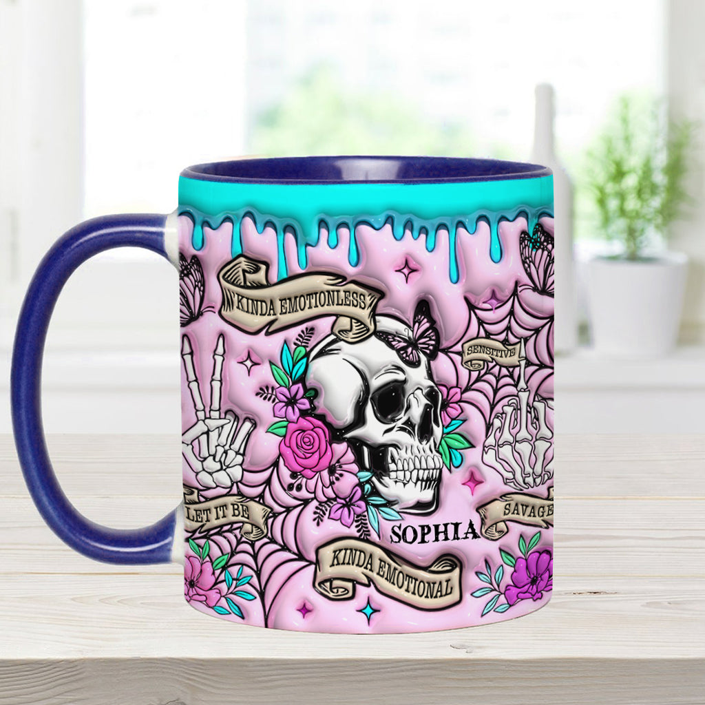 Kinda Emotional - Personalized Skull Accent Mug