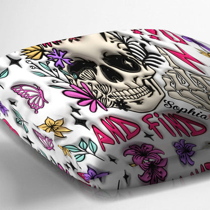 Fuck Around And Find Out - Personalized Skull Throw Pillow